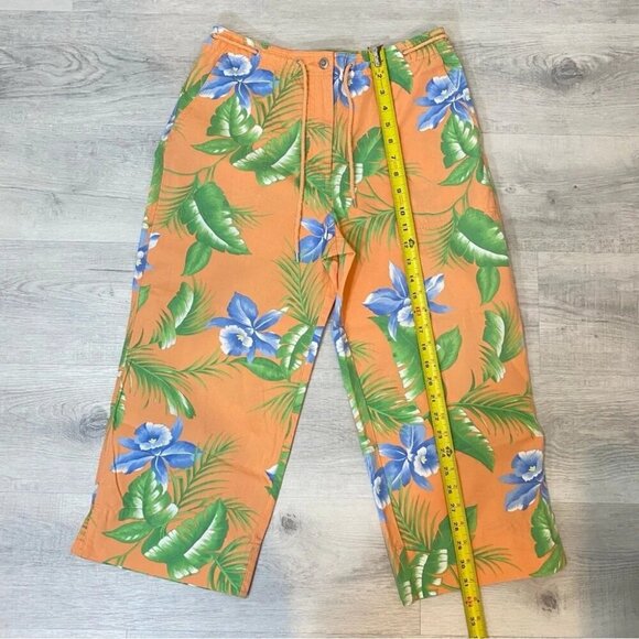 Lauren Ralph Lauren Orange and Green Tropical Floral Capri Pants Size 8 - Picture 8 of 15